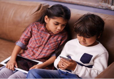 Image of children using devices