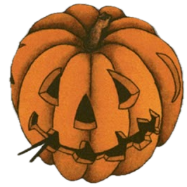 An orange jack-o-lantern.