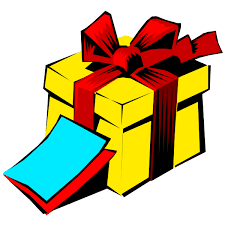 A gift box with a red bow on top.