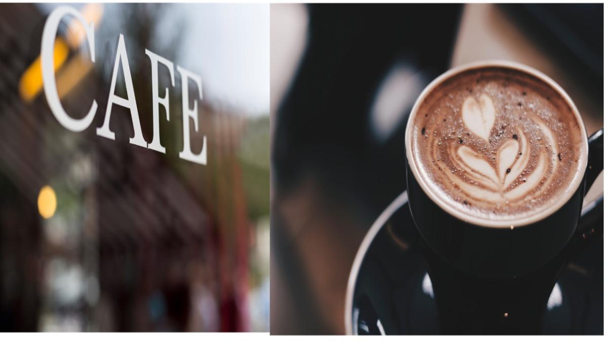 Cafe sign and coffee cup